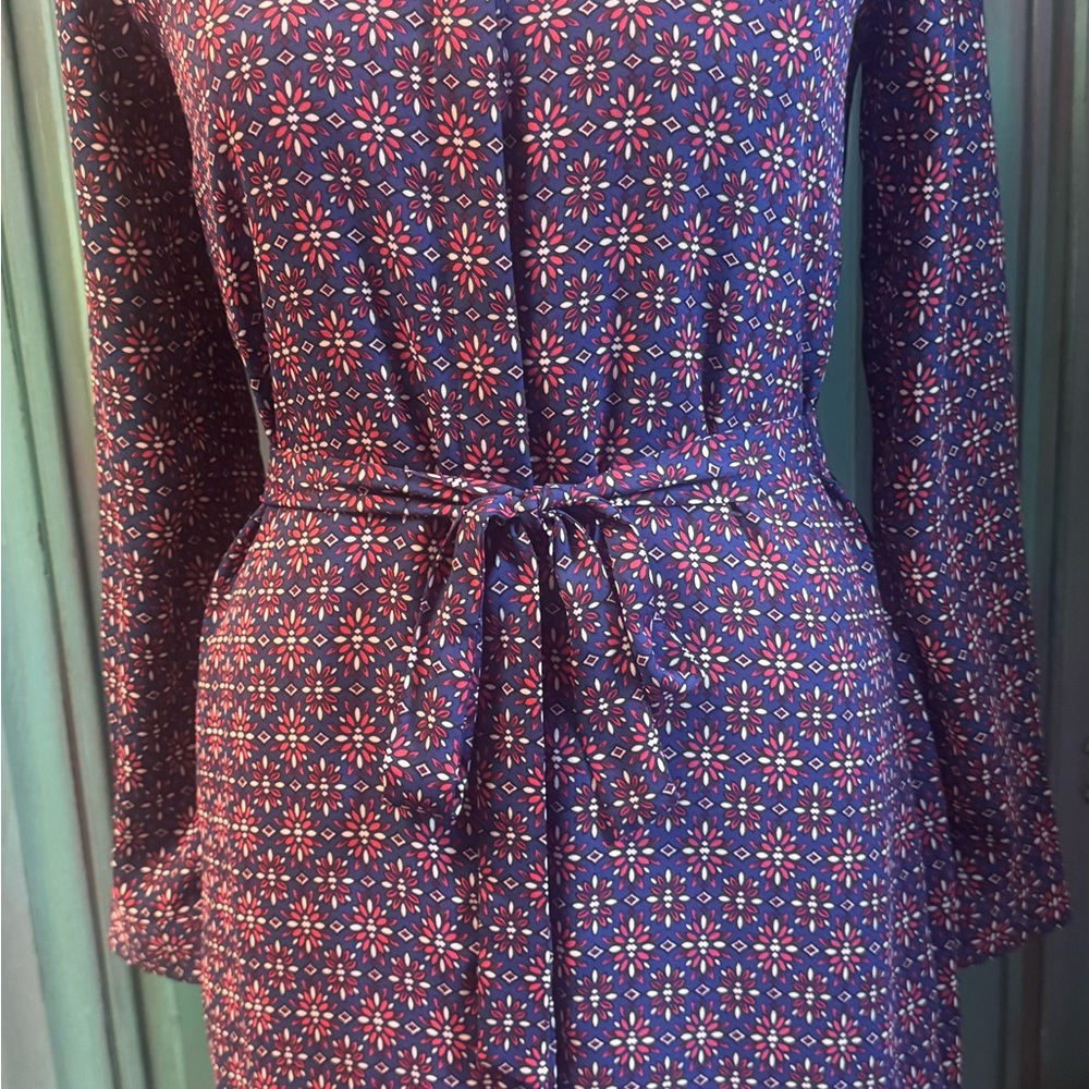 Banana Republic Geometric Long Sleeve Dress - Blue and Red